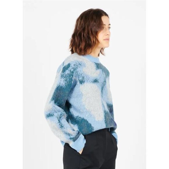 The Kooples Tie Dye Wool Alpaca Round Neck Pullover Sweater Grey Blue Size S - Picture 1 of 5
